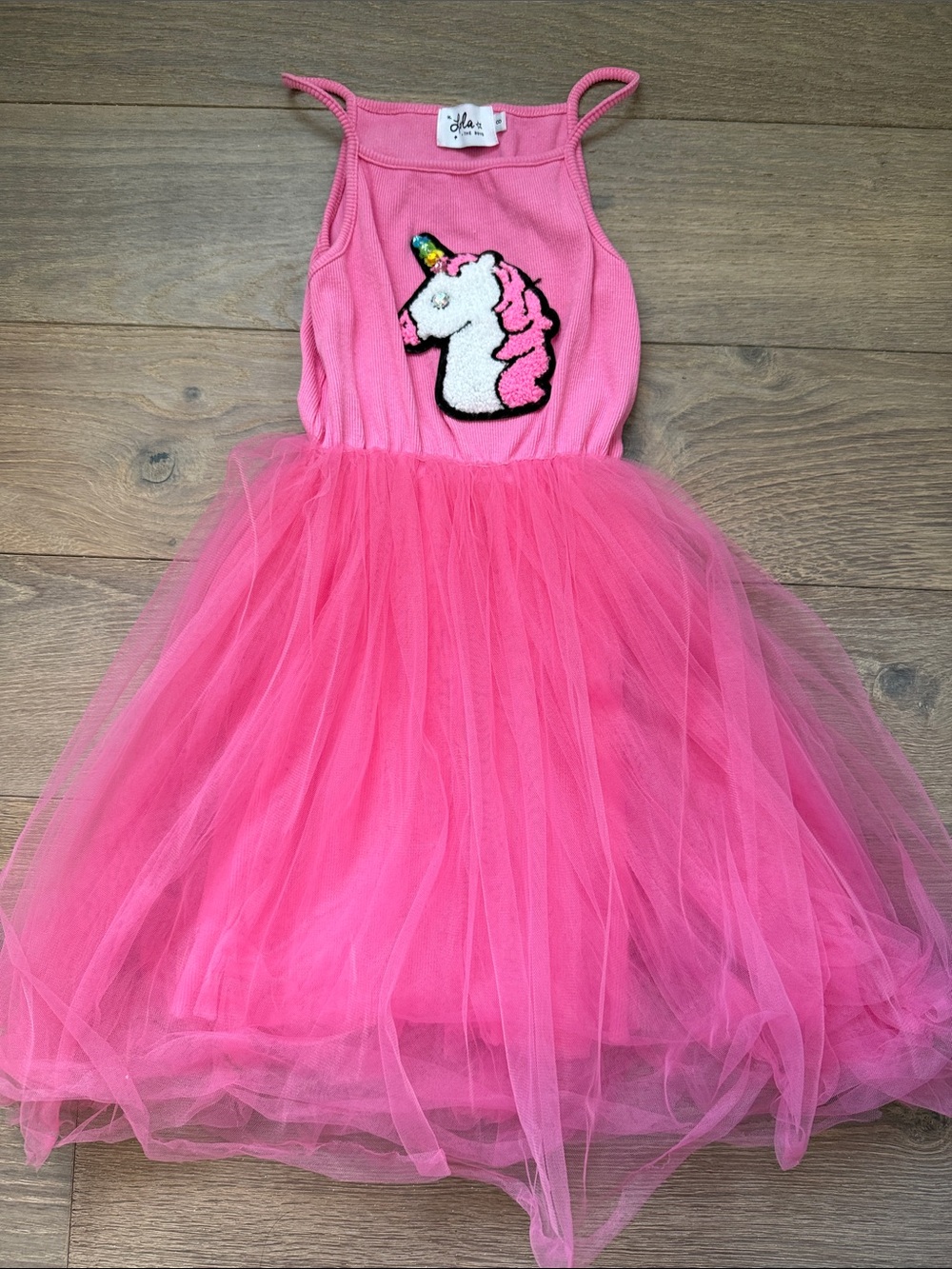 Lola + The Boys Pink Unicorn Tulle Dress